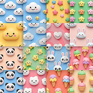Set of twenty different cute seamless patterns