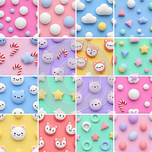 The Set of twenty different cute seamless patterns