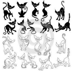 Set of twenty Halloween cats