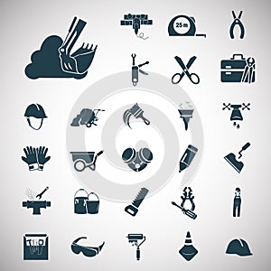 Set of twenty seven construction icons