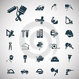 Set of twenty seven construction icons
