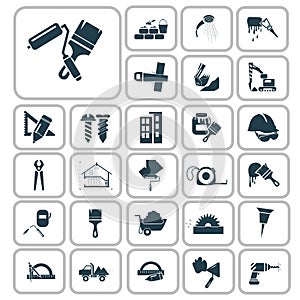 Set of twenty seven construction icons