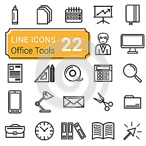 Set of twenty two icons linear