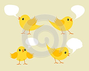 Set of Twittering Yellow Chicks.