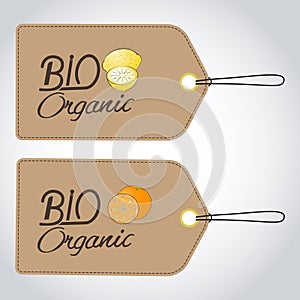 Set of two bio organic labels.