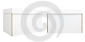 Set of two blank white cardboard box isolated on white background