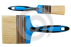Set of two blue paint brush isolated