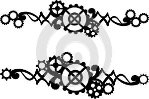 A set of two borders with gears