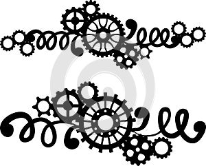 A set of two borders with gears