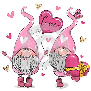Cartoon Valentine Gnomes isolated on a white background photo