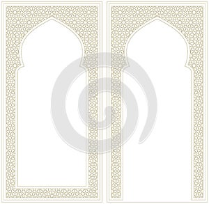 A set of two design elements. Two frames with arabic pattern