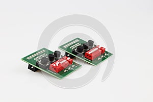 Set of two electronic components isolated on white background.