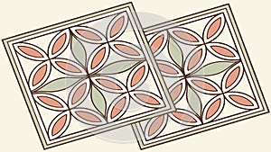 Set of Two Elegant Floral Geometric Tile Designs, vector design Generative AI
