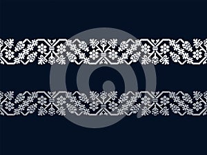 Set of two ethnic borders with floral ornamentation. seamless template in swatch panel