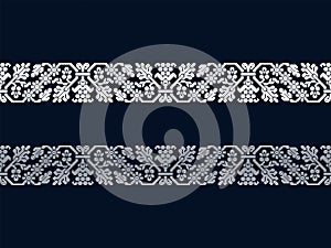 Set of two ethnic borders with floral ornamentation. seamless template in swatch panel