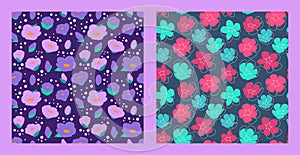 Set of two floral seamless pattern