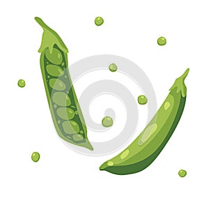 Set of two green peas, half wink and full