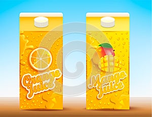 Set of two juice tetra packs with different tastes