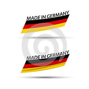 Set of two modern colored vector flags with German tricolor isolated on white background, flag of Germany