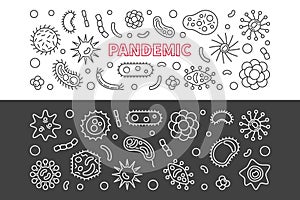 Set of two Pandemic vector linear horizontal banners