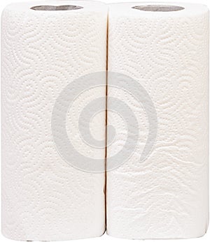 Set of two paper towels isolated on white background