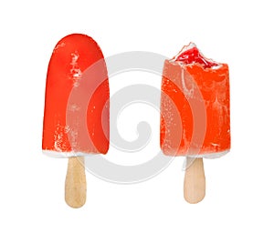 Set of two popsicles in red glaze