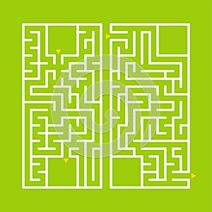 A set of two rectangular labyrinths. A simple flat vector illustration isolated on a green background. Developmental game for