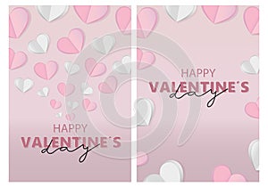 Set of two romantic cards for Valentine`s Day