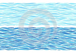 Set of two seamless patterns with blue waves