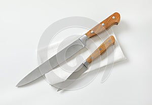 Set of two sharp pointed tip kitchen knives