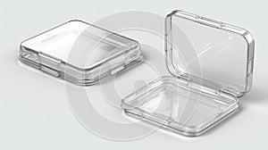 Clear square plastic hinged box mockup set