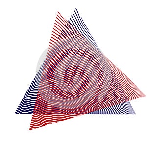 Set of two triangular shapes of moir effect isolated on white.