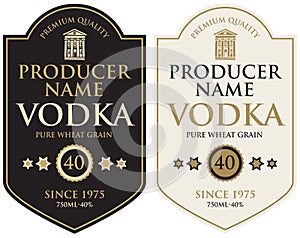 Set of two vector labels for vodka in retro style