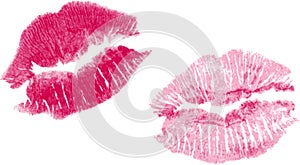 Set of two vector lipstick kisses