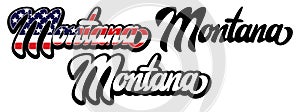 Set of two vector templates with name of the state Montana. Lettering