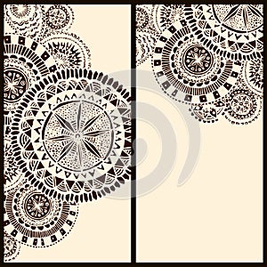 Set of two vertical banners with tribal round