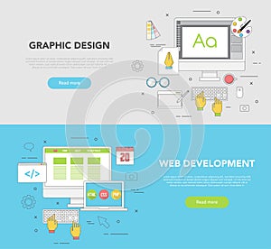 Set of two web Banners for Graphic design and Web Development