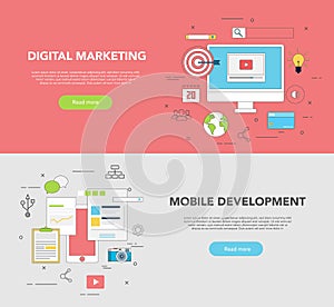 Set of two web Banners for Graphic design and Web Development Digital Marketing