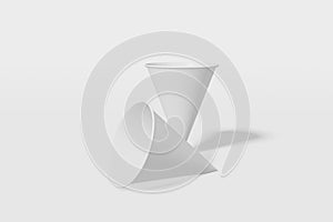 Set of two white paper mockup cups cone shaped on a white background. 3D rendering