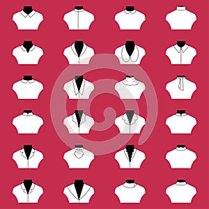 Set of types of collars, vector illustration