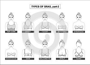Set of types of female bras