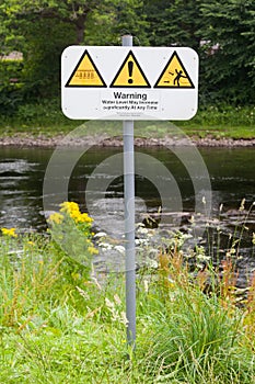 Set of typical open water swimming warnings