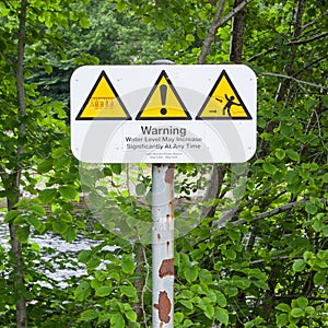 Set of typical open water swimming warnings