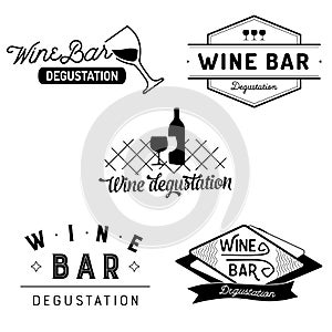 Set of typography wine bar and degustation badges photo