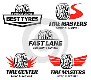 Set of Tyre Shop Logo Design