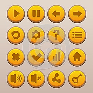 Set of UI Button Icons for 2D Game User Interfaces