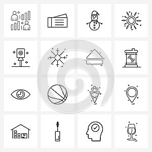 Set of 16 UI Icons and symbols for lollipop, candy, snow, hotness, hot photo