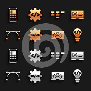 Set UI or UX design, Front end development, Web, Bezier curve, Site map, Mobile Apps and icon. Vector