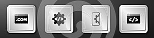 Set UI or UX design, Front end development, Web and icon. Silver square button. Vector