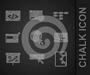 Set UI or UX design, Web development, Planning strategy concept, Site map and Front end icon. Vector